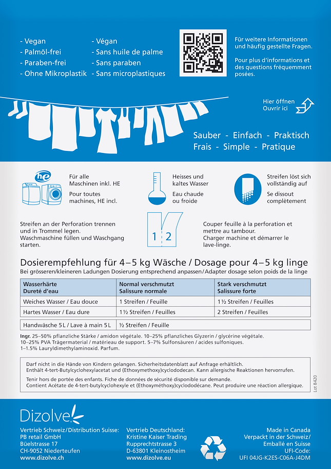Waschmittelstreifen mit oder ohne Frischeduft