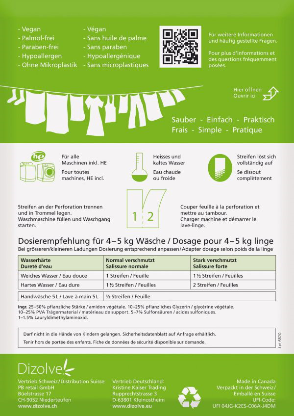 Waschmittelstreifen mit oder ohne Frischeduft
